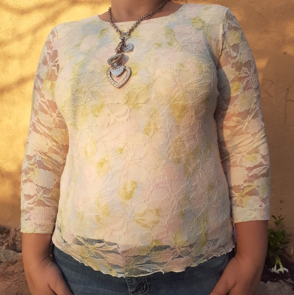 Coldwater Creek, sz s lace floral blouse - Picture 5 of 9